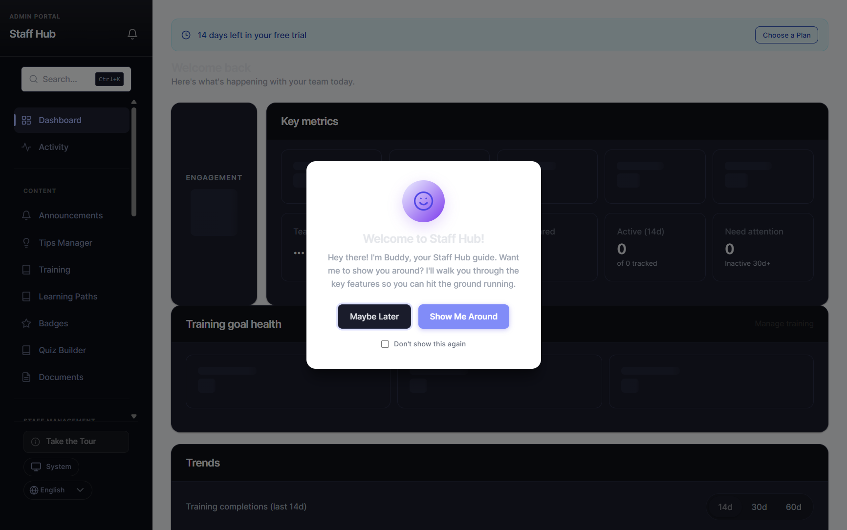 Staff Hub Welcome Tour